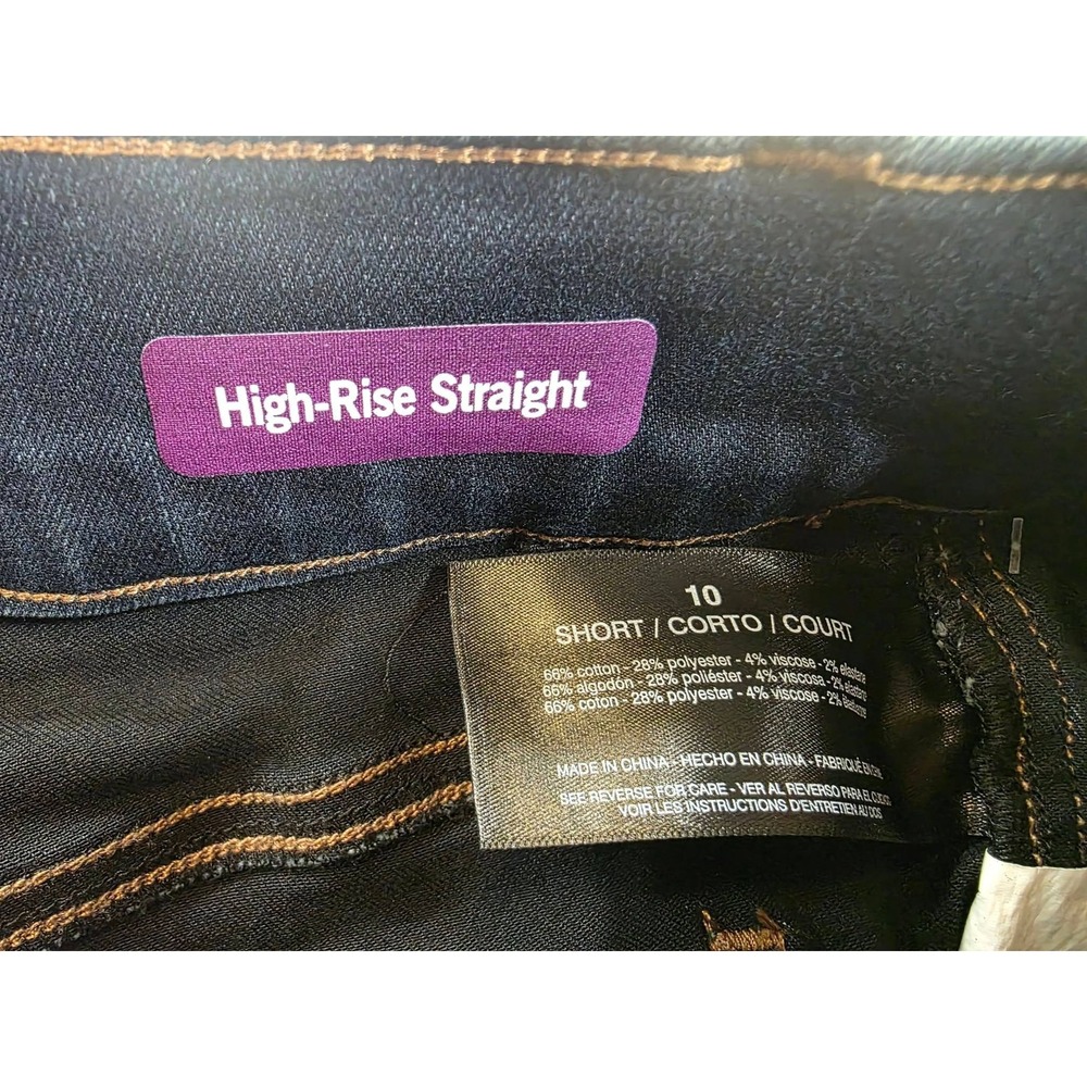 NWT Gloria Vanderbilt Shape Effect Pull On Straight Jeans Women 10S Dark Wash - Picture 8 of 16